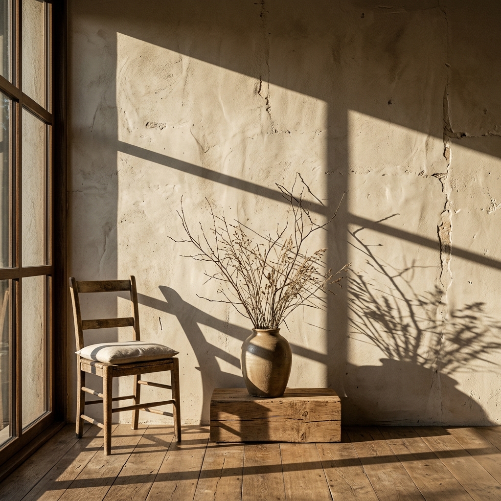 A quiet interior moment — soft morning light across a bedroom.